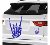 Vesvory Lot de 2 autocollants Rock on Hand pour voitures, mains squelettes en vinyle - Autocollants à bascule découpés - Étanche - Décoration pour véhicule, maison, bleu réfléchissant