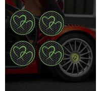 Vesvory Lot de 4 autocollants réfléchissants en forme de cœur en vinyle pour moyeu de roue de voiture, camion, moto (vert fluo)