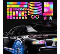 Vesvory Lot de 42 autocollants réfléchissants arc-en-ciel pour jante de voiture, moto, vélo - Pour visibilité nocturne - Multicolore