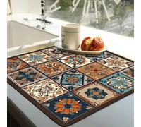 Vesvory Tapis simple bohème pour lave-linge et sèche-linge, grille rayée, sèche-linge, dessus de lavage, four et café, tapis multi-usages (marron, 60 x 60 cm)