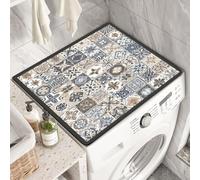 Vesvory Tapis simple bohème pour lave-linge et sèche-linge, grille rayée, sèche-linge, dessus de lavage, four et café, tapis multifonction (gris, 60 x 50 cm)