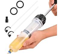 Veszoen Seringue a Huile 200ml Huile Aspiration Seringue, Pompe Vidange Huile Moteur avec 2 Tuyaux et Une Paire D'anneaux en Caoutchouc de Rechange pour Liquide de Frein et Huiles de Transmission