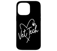 Vet Tech avec cœur et Empreintes de Pattes de Chien Coque pour iPhone 14 Pro Max