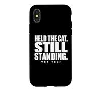 Vet Tech Held The Cat Still Standing Animal Care Humour Coque pour iPhone X/XS