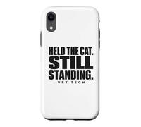 Vet Tech Held The Cat Still Standing Animal Care Humour Coque pour iPhone XR