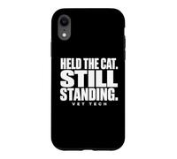 Vet Tech Held The Cat Still Standing Animal Care Humour Coque pour iPhone XR