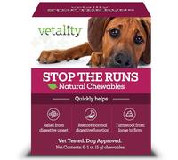 Vetality Stop The Runs | Médicament anti-diarrhée pour chien | 6 sachets à croquer | Saveur de poulet