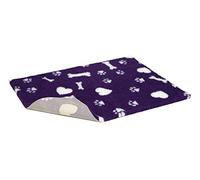 Vetbed Lit vétérinaire antidérapant avec cœurs/Pattes et os, 101,6 x 76,2 cm, Violet/Blanc