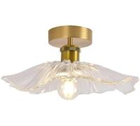 VETCS E14 Plafonniers en laiton à 1 lumière en forme de lotus japonais Plafonnier en verre Maison Salle de bains Plafonnier encastré Couloir Entrée Cuisine Près des luminaires de plafond