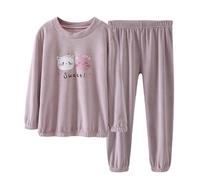 Vetement Bebe Fille Ensemble Hiver 2 Pièces, Tenue 1-6 Ans, Haut Manches Longues et Pantalon, Imprimé Chat Mignon(Purple, 3-4 Years)