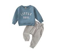 Vetement Bebe Garçon 3 Mois a 3 Ans Automne Survetement Enfant Garcon Sweat Sport Manche Longue Lettre Imprime Haut Tops Printemps Pantalon Ensemble Enfant Garcon 2 PCS (Bleu18-24 Mois)