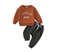 Vetement Bebe Garçon 3 Mois a 3 Ans Automne Survetement Enfant Garcon Sweat Sport Manche Longue Lettre Imprime Haut Tops Printemps Pantalon Ensemble Enfant Garcon 2 PCS (Brun12-18 Mois)
