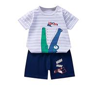 Vetement Bebe garçon Ensemble 3 Mois à 6 Ans ete Avion Dinosaure t-Shirts à Manches Courtes garçon 2024 Mignon Girafe Panda Dessin animé Short Enfant Garcon Sport Casual Tenue (J, 5-6 Years)