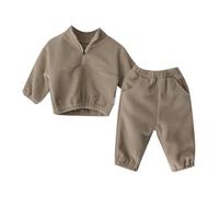 Vetement Bebe Garcon Fille Polaire A Deux Faces Col Sport Automne Printemps Ensemble Deux Pieces Tenue Exterieure Confortable(Beige, 12-18 Months)