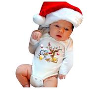 Vetement Bebe Garçon Filles, Mes 1ers Tenue Noel Bebe Garcon Fille Barboteuses de Noel à Manches Longues Lettre Wapiti Imprimé Body BéBé Flocon de Neige Grenouillere BéBé Cadeau pour Naissance et Noël
