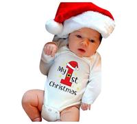 Vetement Bebe Garçon Filles, Mes 1ers Tenue Noel Bebe Garcon Fille Barboteuses de Noel à Manches Longues Lettre Wapiti Imprimé Body BéBé Flocon de Neige Grenouillere BéBé Cadeau pour Naissance et Noël