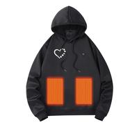 Vetement Chauffant,Blouson Chauffant Homme,Hoodie Chauffant pour Homme et Femme - Pull à Capuche Hiver Veste extérieure chauffante avec 5 éléments de Chaleur Sweat Outdoor Polyvalent (Black, XL)