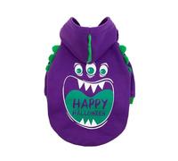 Vetement Chien Halloween Pet Print Lit tle Mon Ster Robot Boucle Deux Pattes Sweat À Capuche pour Chiens Et Chats Vêtements (Purple, L)