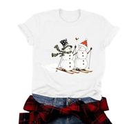 Vêtement Confortable Thème Fêtes Matières Douces T Shirt Manches Courtes Agréable À Porter Décontracté Le Haut Confortable Pour Une Soirée Cocooning En Hiver Ou Un Look Décontracté Pour Noël