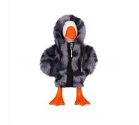 Vêtement créatif pour oie de bureau de 17,8 cm avec capuche blanche et fermeture éclair sur le devant pour apporter un élément joyeux à l'organisation du bureau (imprimé panthère grise)