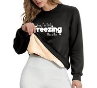 Vêtement d’intérieur décontracté pour femme sans capuche en sweat-shirt ample à manches longues col rond imprimé doublé polaire douceur -confortable pour le quotidien et les activités de (GY2, XL)