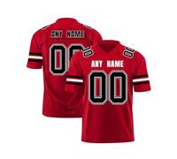 Vêtement de Football Américain Personnalisable | T-Shirt ou Maillot à Manches Courtes Style Rugby | pour Club, École, Enfants et Ados Rouge