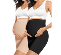 Vêtement de maternité « Baby Bump » de qualité supérieure, sous-vêtement de grossesse taille haute pour éviter les frottements, soutien adominal doux, Nude+noir, 3X-Large
