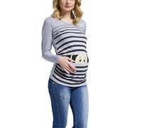 Vêtement de Maternité Humoristique T-Shirt Mignon à Motifs Cadeau pour Grossesse Femme Humour Tee Haut Vetement de Maternite à Manches Longues (Gris, Medium)