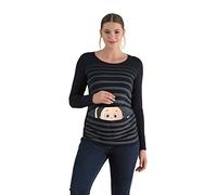 Vêtement de Maternité Humoristique T-Shirt Mignon à Motifs Cadeau pour Grossesse Femme Humour Tee Haut Vetement de Maternite à Manches Longues (Noir, Large)