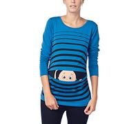 Vêtement de Maternité Humoristique T-Shirt Mignon à Motifs Cadeau pour Grossesse Femme Humour Tee Haut Vetement de Maternite à Manches Longues (Bleu Marine, Large)