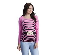 Vêtement de Maternité Humoristique T-Shirt Mignon à Motifs Cadeau pour Grossesse Femme Humour Tee Haut Vetement de Maternite à Manches Longues (Rose, Large)