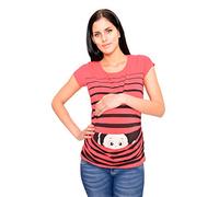 Vêtement de maternité Mignon et Rigolo avec de Motifs de bébé Qui Regarde Humour Haut Femme, à Manches Courtes (Corail, Medium)