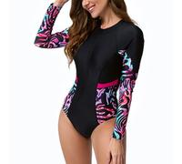 VêTement De Natation,Maillot De Bain Arena Femme,Maillots de Bain pour Femmes Maillot de Bain à Manches Longues T-Shirts Rashguard Surf Maillots de Bain athlétiques et Sportifs (Black, L)