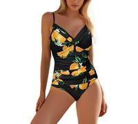 VêTement De Natation,Maillot De Bain Femme 1 Pieces Natation,Bikini Moulant plissé Grande Taille pour Femme (Yellow, M)