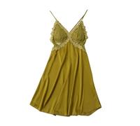 Vêtement de Nuit Doux Chemises Col en V Profond Nuisettes Manches Longues Amples Robes Satin Soie Luxe Pyjamas Tenue Décontractée Confy Lingeries Transparente Séduisante pour Cadeau Anniversaire