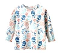 Vêtement de Pâques pour enfants - T-shirt imprimé à manches quart - T-shirt confortable et décontracté - Motif lapin, blanc, 3-4 ans