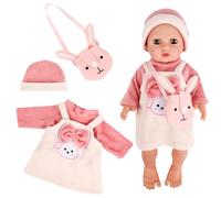 Vêtement de Poupée, Vêtements Poupée pour New Born Baby Poupée,Mignon Robe de Poupée avec Chapeau et Sac, Poupée Accessoires pour Baby Poupée 35-43 cm, Cadeaux pour Filles Garçons (Rosa-A)