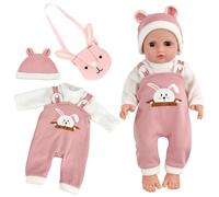 Vêtement de Poupée, Vêtements Poupée pour New Born Baby Poupée,Mignon Salopette de Poupée avec Chapeau et Sac, Poupée Accessoires pour Baby Poupée 35-43 cm, Cadeaux pour Filles Garçons (Rosa-B)