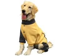 Vêtement de sport d'hiver pour chien à quatre jambes, veste chaude avec fermeture à boutons et grandes poches, convient pour les chiens de taille moyenne et grande (jaune, taille XXXXXL)