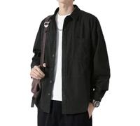 Vêtement de travail décontracté à manches longues pour homme, couleur unie, convient pour la superposition et les activités de plein air (XL noir)