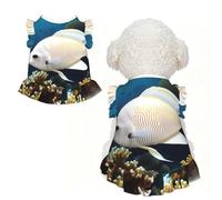 Vêtement d'été pour petit chien Motif poisson blanc doré Taille XL