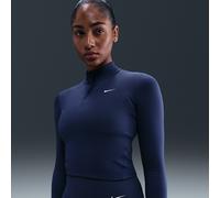 Vêtement deuxième couche Dri-FIT à 1/4 de zip Nike One Fitted pour femme Midnight Navy/Blanc XS (FR 34-36)