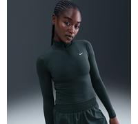 Vêtement deuxième couche Dri-FIT à 1/4 de zip Nike One Fitted pour femme Seaweed/Blanc XXL (FR 54-56)