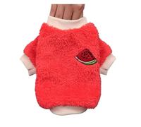Vêtement d'hiver en peluche pour animal de compagnie - Motif fruit mignon - Gilet épais et chaud pour chiens de petite et moyenne taille - Veste d'hiver douce - Costume en peluche (rouge, taille XS)