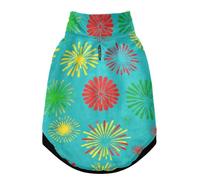 Vêtement d'hiver pour chien, veste chaude coupe-vent avec ceinture de sécurité, fermeture éclair, combinaison à quatre pattes par temps froid, fond turquoise, motif feu d'artifice coloré