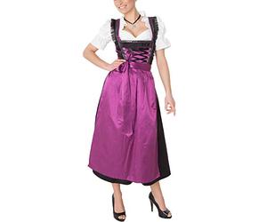 Vetement Dirndl pour Femme Long - Robe Traditionnelle pour l'Oktoberfest - 2 Pièces: Maxi Robe, Tablier comme l'image L