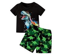 Vetement Enfant Ete Teerçons, Ensemble Short à Manches Courtes, vêtements de Sport décontractés pour Enfants de 1 à 12 Ans, vêtements de Jeu Confortables, lavables en Machine, (2-Black, 3-4 Years)