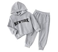 Vetement Enfant Fille Sweat à Capuche pour Filles Haut Ample Printemps/Automne avec imprimé Lettre Vêtements d'extérieur Tendance pour Jeunes Filles Vêtements Enfants (Grey, 3 Years)