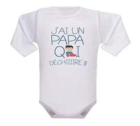 Vêtement enfant, humour papa, fête des pères, cadeau naissance, bodies bébé, body fille et garçon - blanc, 0-3 mois