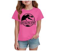 Vêtement Enfant Tee-Shirt col Rond Impression -harcèlement Manches Courtes Tenue Scolaire décontractée adapté à l'école et aux activités Extra-Scolaires (1-2 Years)